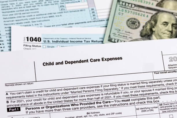 Child tax credit form. Tax credit, deduction and tax return concept. stock photo