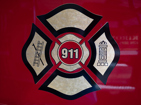 Firetruck logo with blank space for copy/information