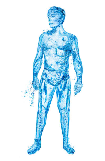 istock Man made of clean water drops mixed media concept 1367246493