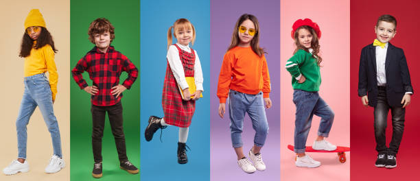 istock Confident kids in trendy outfits 1367247201