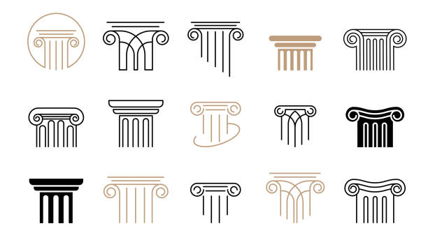 Pillar vector icons collection. Law, finance, attorney and business logo design. Luxury, elegant modern concept design vector art illustration