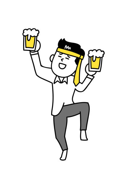 biznesmen, który upija się piwem - drunk stock illustrations