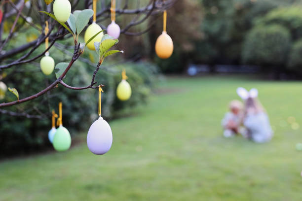 Background for Easter Egg Hunt In Garden or park. High quality photo