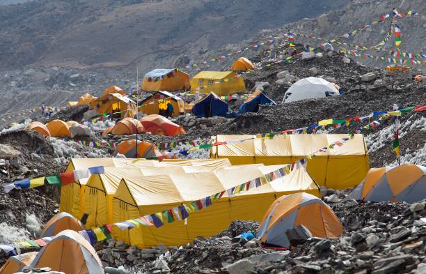 istock Mount Everest base camp, tents and prayer flags, Nepal 1367253033