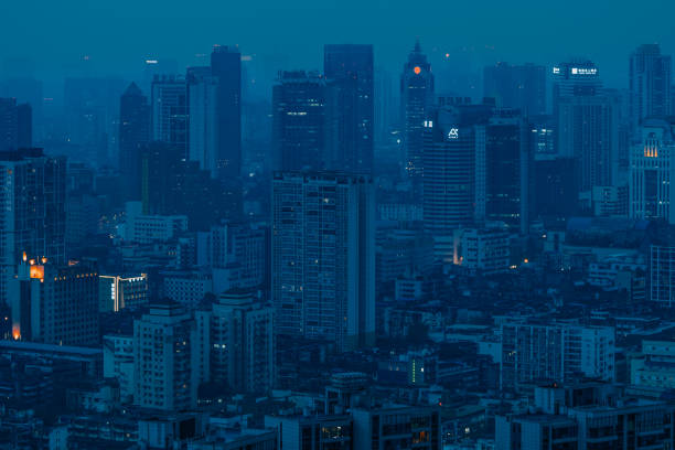 Half night Chengdu City Skyline