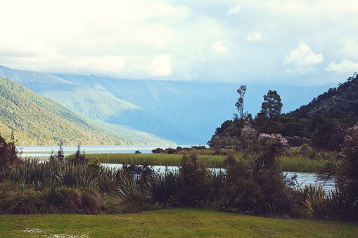 A Misty Lake Rotoroa Landscape, Nelson Lakes National Park, New Zealand