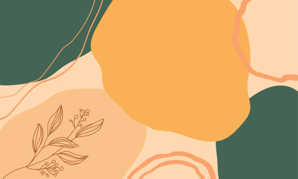 葉の図形を持つ手描きの最小限の背景 - abstract autumn backgrounds beauty点のイラスト素材／クリップアート素材／マンガ素材／アイコン素材