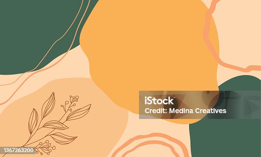 istock Hand Drawn Minimal Background with Leaf Shapes 1367263200
