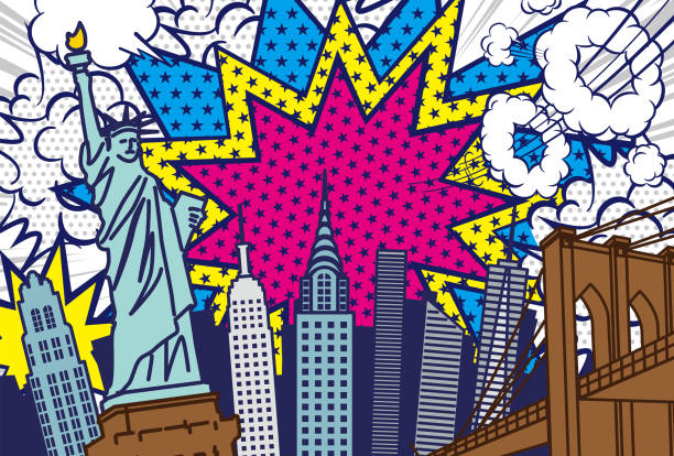 istock Pop art style New York cityscape background illustration 1367263950