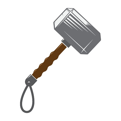 thor hammer icon vector illustration concept  design template