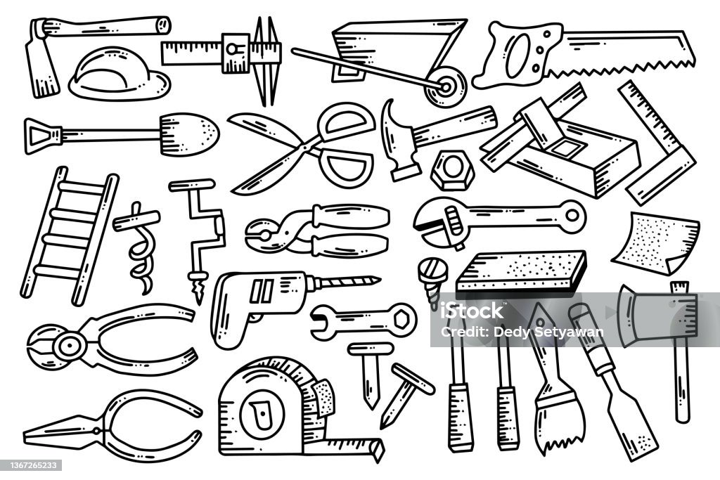 Hand Drawn Carpentry Tools Collection Stock Illustration Download hand-drawn-carpentry-tools-collection-stock-illustration-download