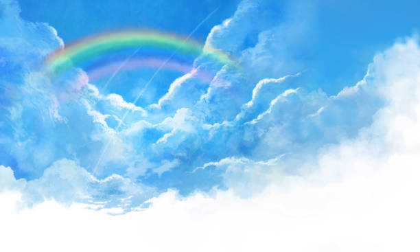 rainbow sky background digital illustration heaven illustrations stock illustrations