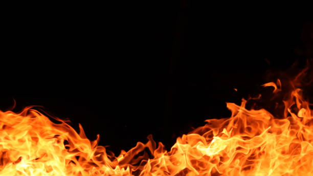istock Horizontal background image of a red-hot flame 1367270222