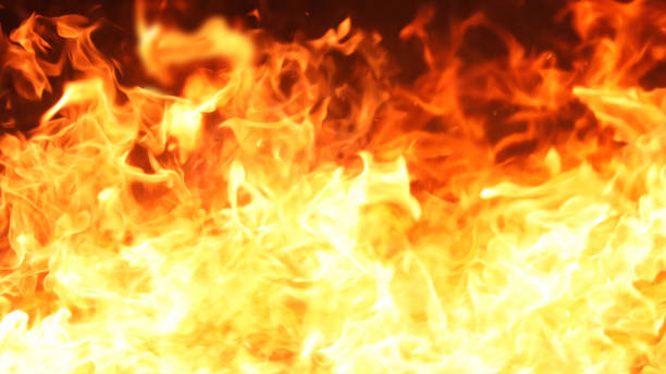 istock Horizontal background image of a red-hot flame 1367270274