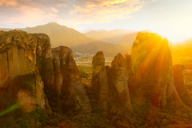 istock Sunset in Greek Meteora 1367275744