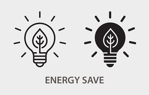 Energy save icon. Vector illustration isolated on white.