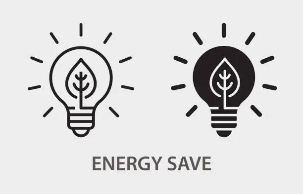 Vector illustration of Energy save icon on white background. Vector illustration.