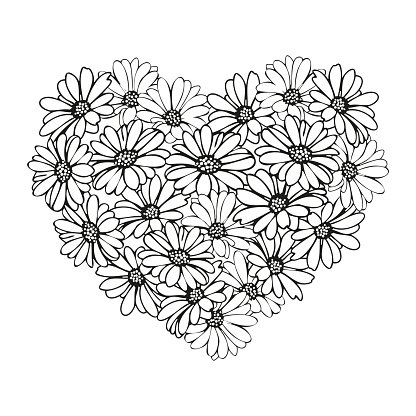 Daisy hearts frame for valentines day