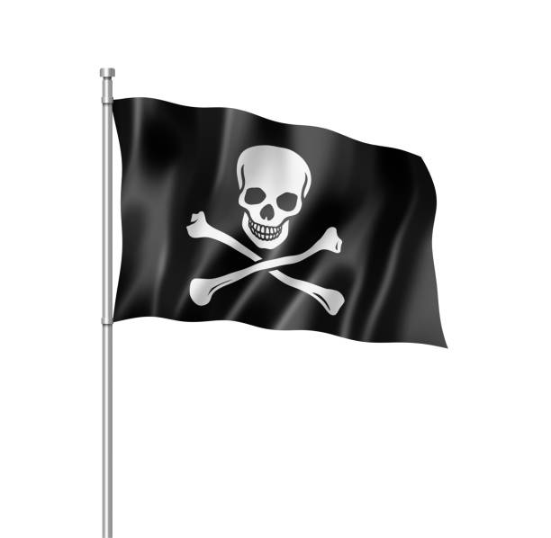 istock Pirate flag, Jolly Roger isolated on white 1367287618