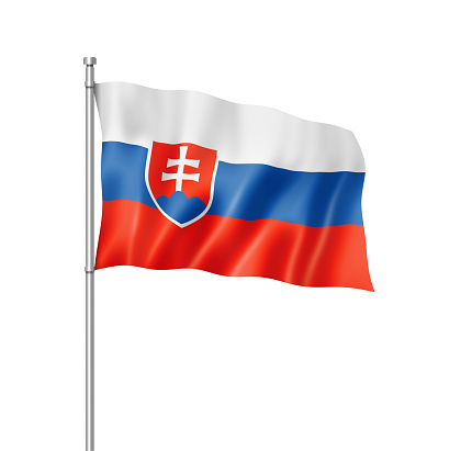 Slovakia flag, three dimensional render, isolated on white