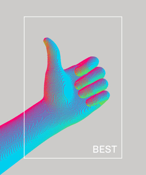 istock Thumbs up symbol. Hand show like or good. Sign success and nice. Voxel art. 3D vector illustration. 1367297106