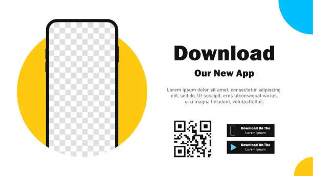 Vector illustration of Mobile App. Download app. Banner page for downloading a mobile application. Smartphone blank screen for your applications. Vector illustration