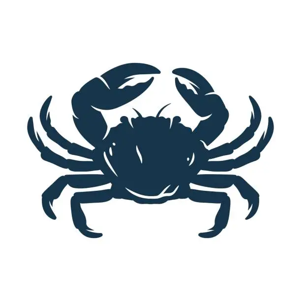 Vector illustration of Silhouette of marine oceanic crab with claws