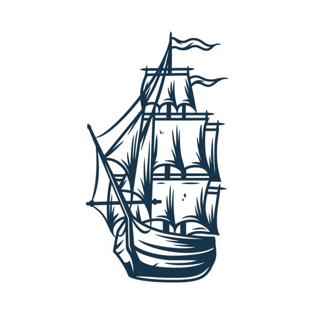 Ship vacation sea travel transport. Vector marine nautical illustration for logo design