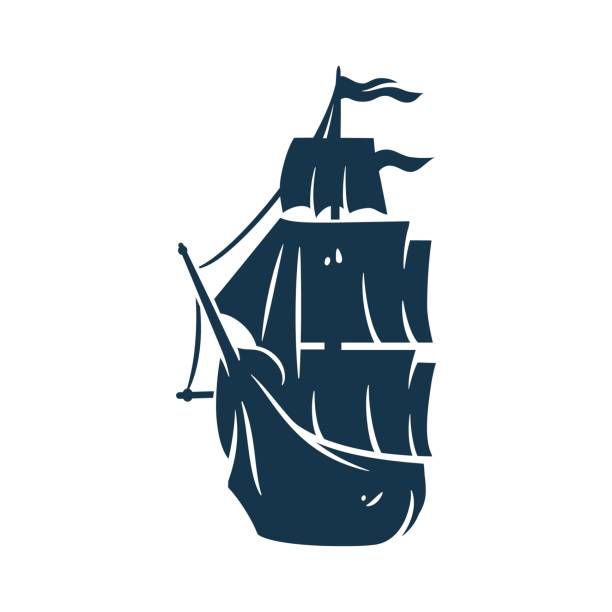 Ship vacation sea travel transport. Vector marine nautical illustration for logo design