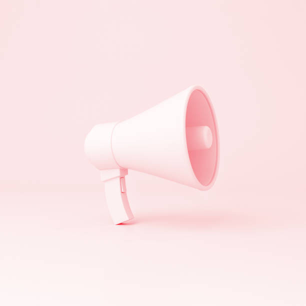 istock Pink megaphone on pink background. women's voice concept. 3d illustration. 1367300778