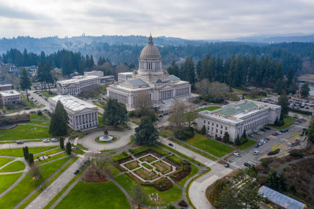 ワシントン州議会議事堂の空中写真 - washington state capitol building ストックフォトと画像