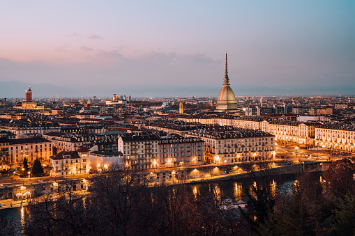 Turin skyline at sunset