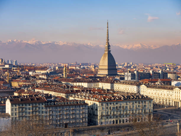 istock Panoramic view of Turin skyline with Alps in the background 1367312091