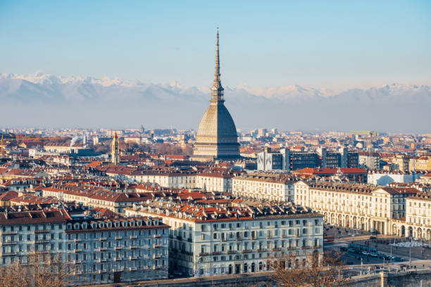 istock Panoramic view of Turin skyline with Alps in the background 1367312112