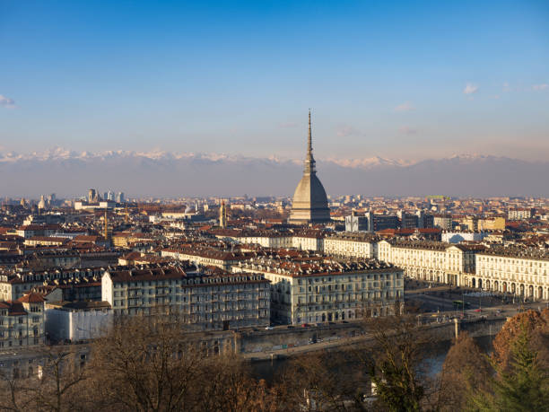 istock Panoramic view of Turin skyline with Alps in the background 1367312114