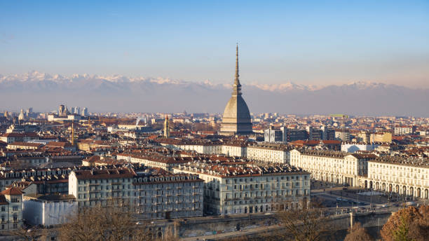 istock Panoramic view of Turin skyline with Alps in the background 1367312119