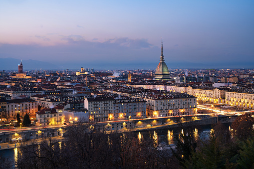 Turin skyline at sunset