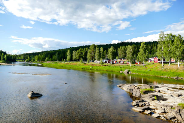 landscape with river, in Sweden Scandinavia North Europe