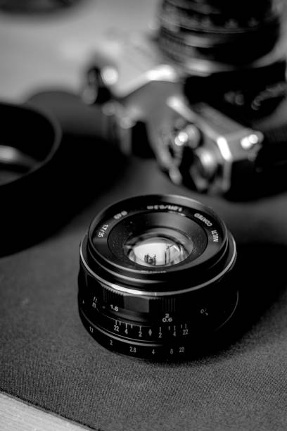istock Indonesia, 28 January : A manual lens with a black and white camera background 1367314749
