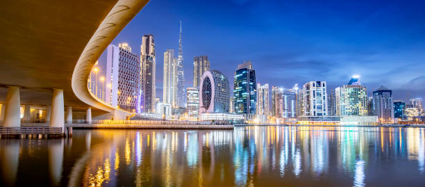 istock Dubai night skyline, Business Bay district, UAE 1367318853