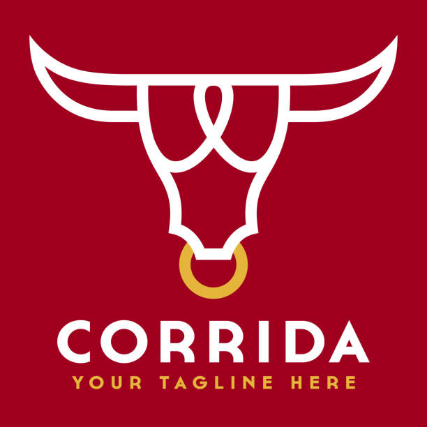 Icon for meat restaurant, label, packaging for beef products, delivery, bull emblem.