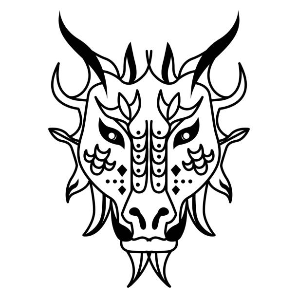 istock Stylized dragon head chinese zodiac sign. 1367321294