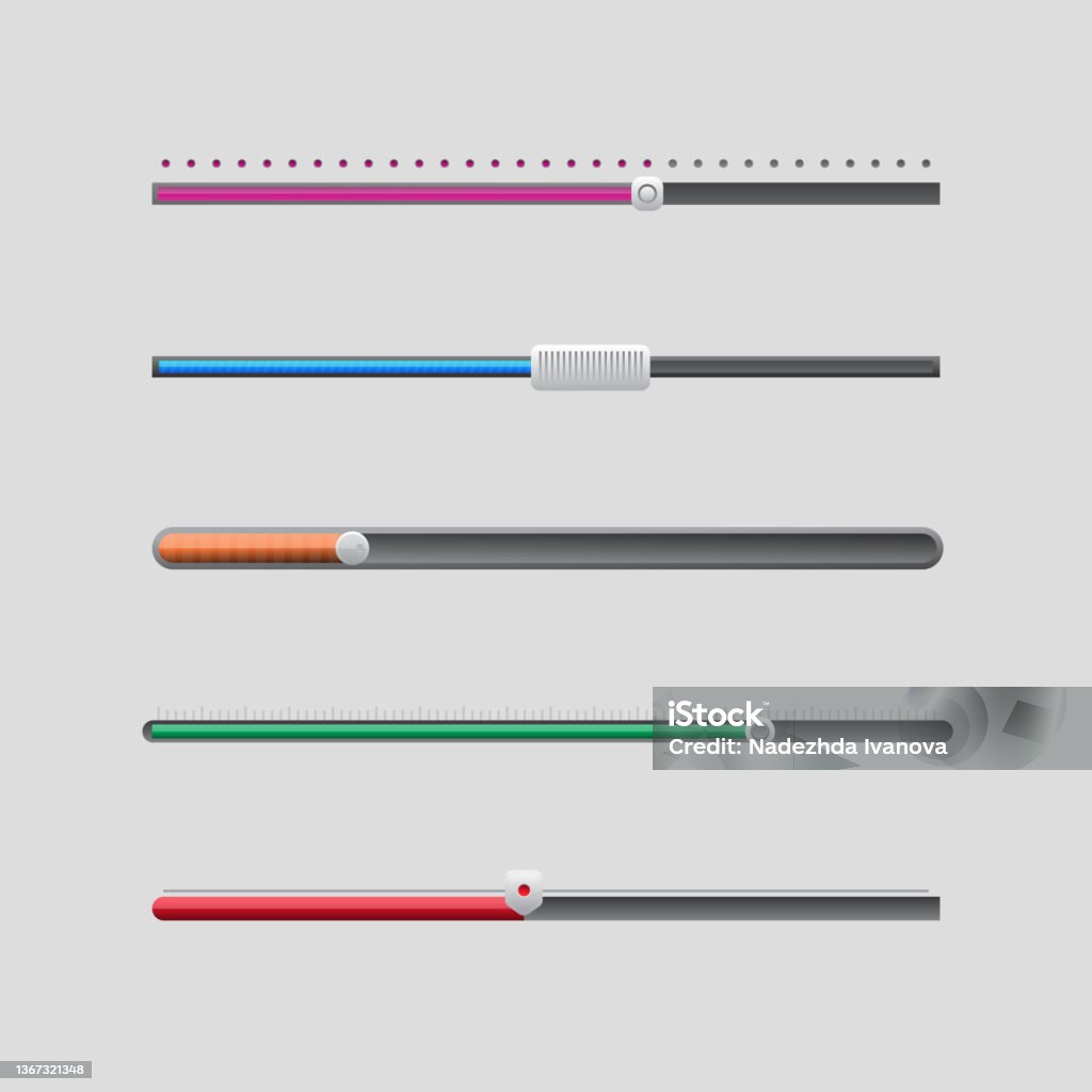 Scale Slider Gradient Gradient Colored Ui Sliders Set Vector Illustration Stock Illustration ...