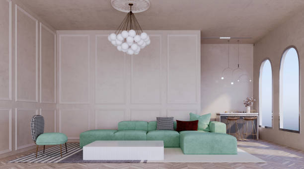 istock Luxury living room and beverage bar. 1367321843
