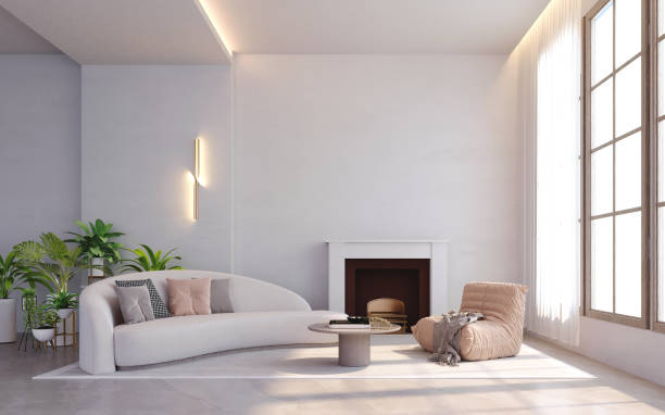 istock Living room in white tones. 1367322021