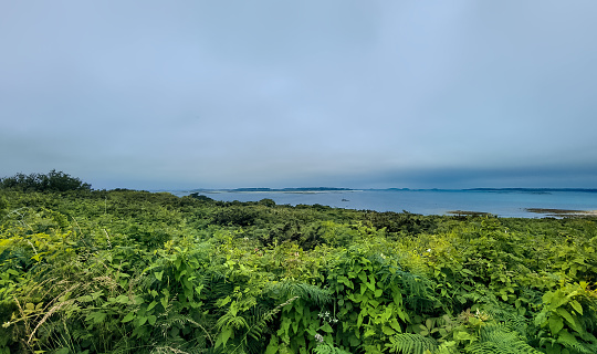 Tresco, Tean and Guther's island viewed from Pendrathen over the Celtic Sea.
