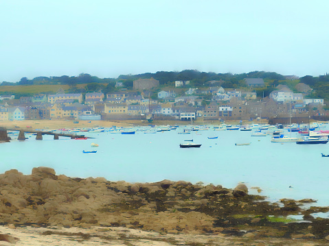 St Mary's harbour, St Mary's Island, Isles of Scilly.  Post processed to give a poster paint effect.