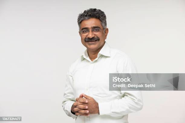 Mature Businessman Over White Background Stock Photo Stock Photo - Download Image Now