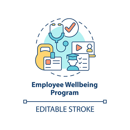 Employee wellbeing program concept icon. Reduce health care cost. Employee engagement abstract idea thin line illustration. Isolated outline drawing. Editable stroke. Arial, Myriad Pro-Bold fonts used