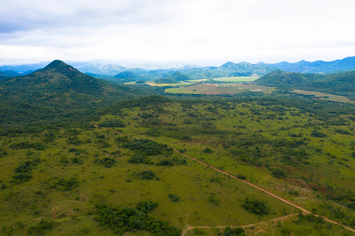 Drone view from the Panorama Route: South Africa's most beautiful road trip. Transvaal-Drakensberg in Mpumalanga Province in eastern South Africa.